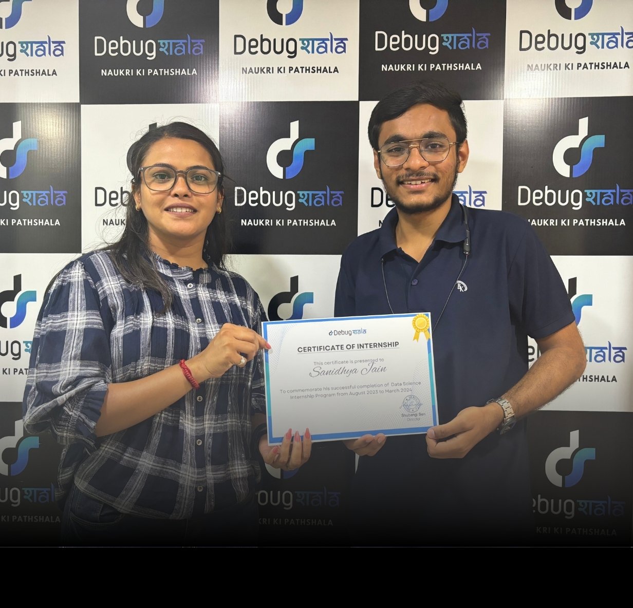 Data Science internship certificate at Debugshala Indore