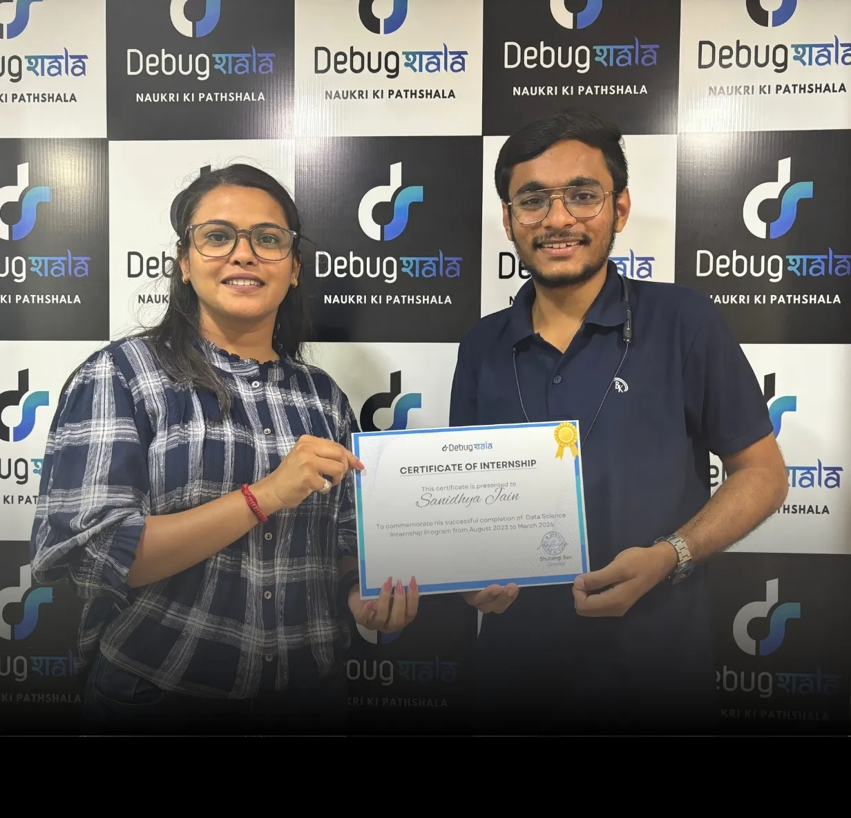 Data Science internship certificate at Debugshala Indore